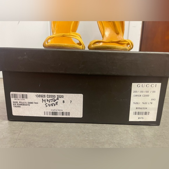 Mustard, yellow suede, Gucci wedges - Picture 4 of 7